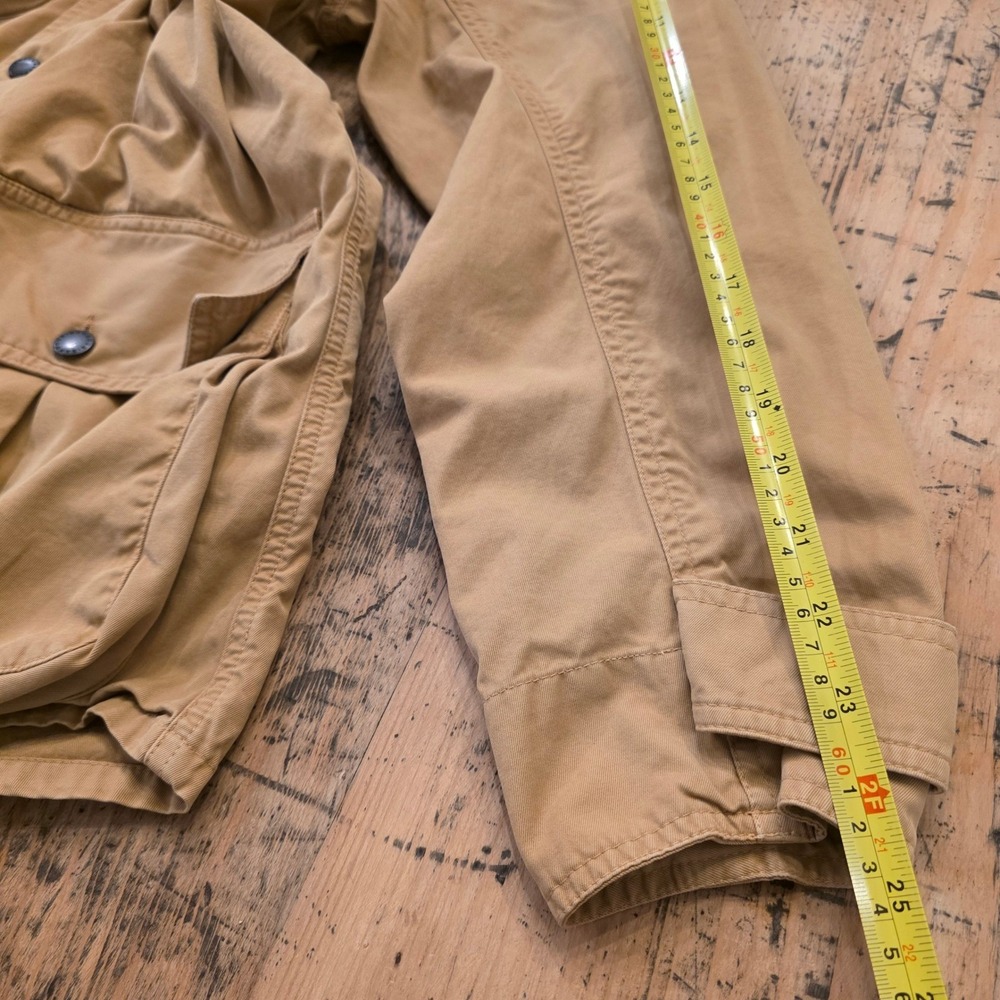 Vtg BARBOUR Men's L Washed Twill Trooper Field Jacket Tan Rugged Preppy‎ Utility - Picture 9 of 14